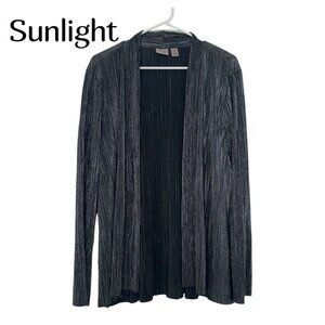 Chicos Easywear Women Silver Metallic Open-Front Cardigan Size 3 Stretch fabric